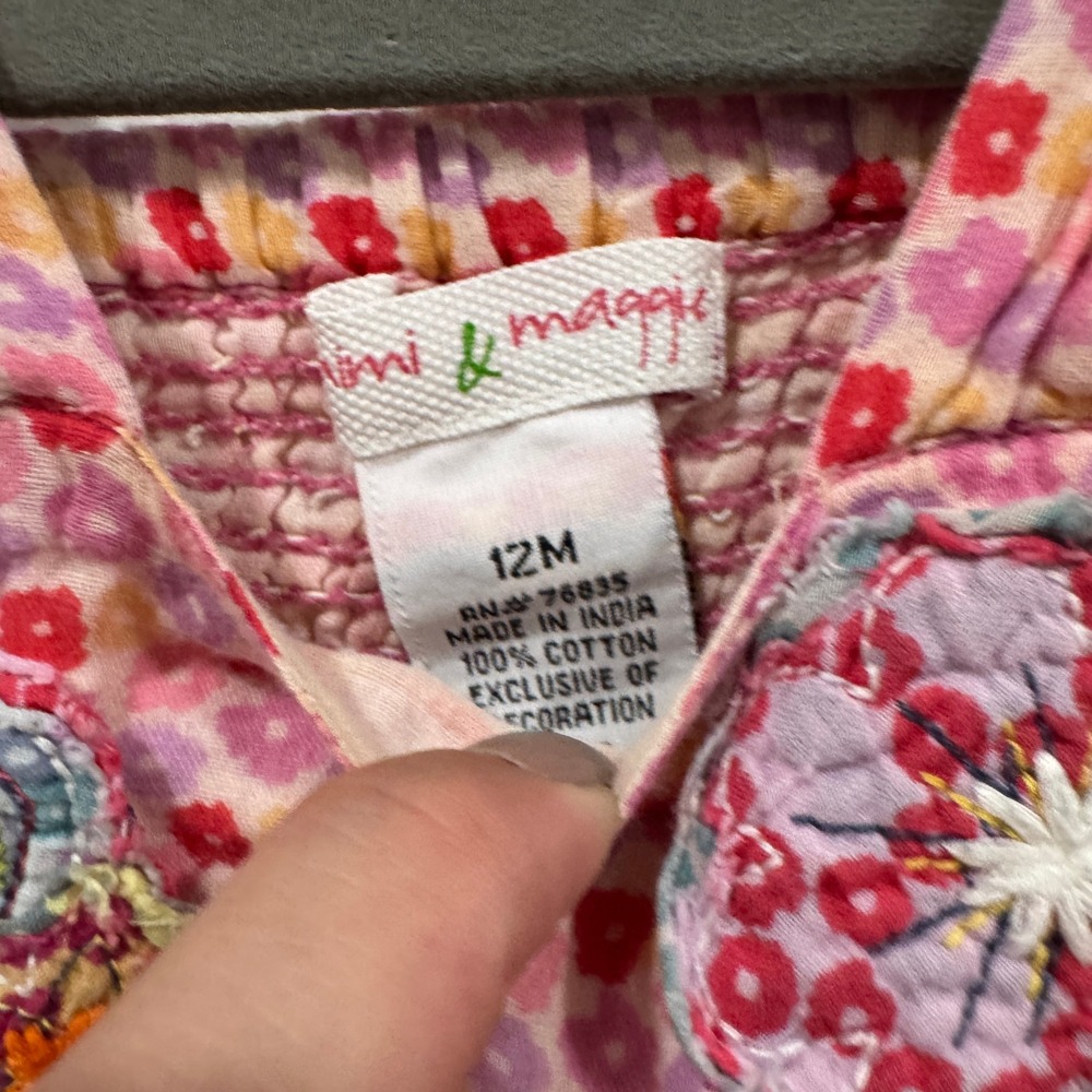 Nini & Maggi Girls 12M Floral Dress Pink‎ Sleeveless Applique Cute Summer - Picture 3 of 6